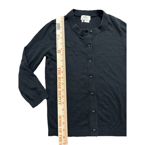 Kate Spade New York Black Cashmere Silk Cotton Blend Button Up Cardigan Size XS - Picture 3 of 7